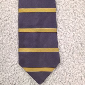 Villa Bugatti Tie Necktie Mens Blue‎ Gold Striped Italian Silk Made In USA